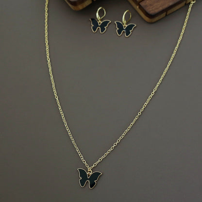 Butterfly Neckpiece With Hoop Earring