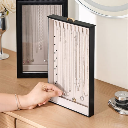 2-Layer Necklace Organizer Box with Clear Lid