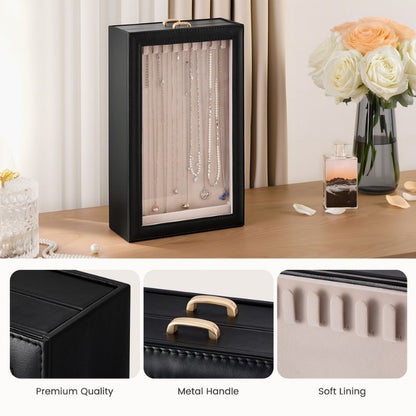 2-Layer Necklace Organizer Box with Clear Lid