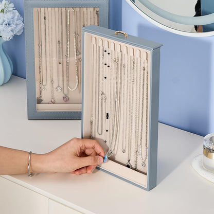 2-Layer Necklace Organizer Box with Clear Lid