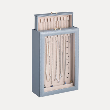 2-Layer Necklace Organizer Box with Clear Lid