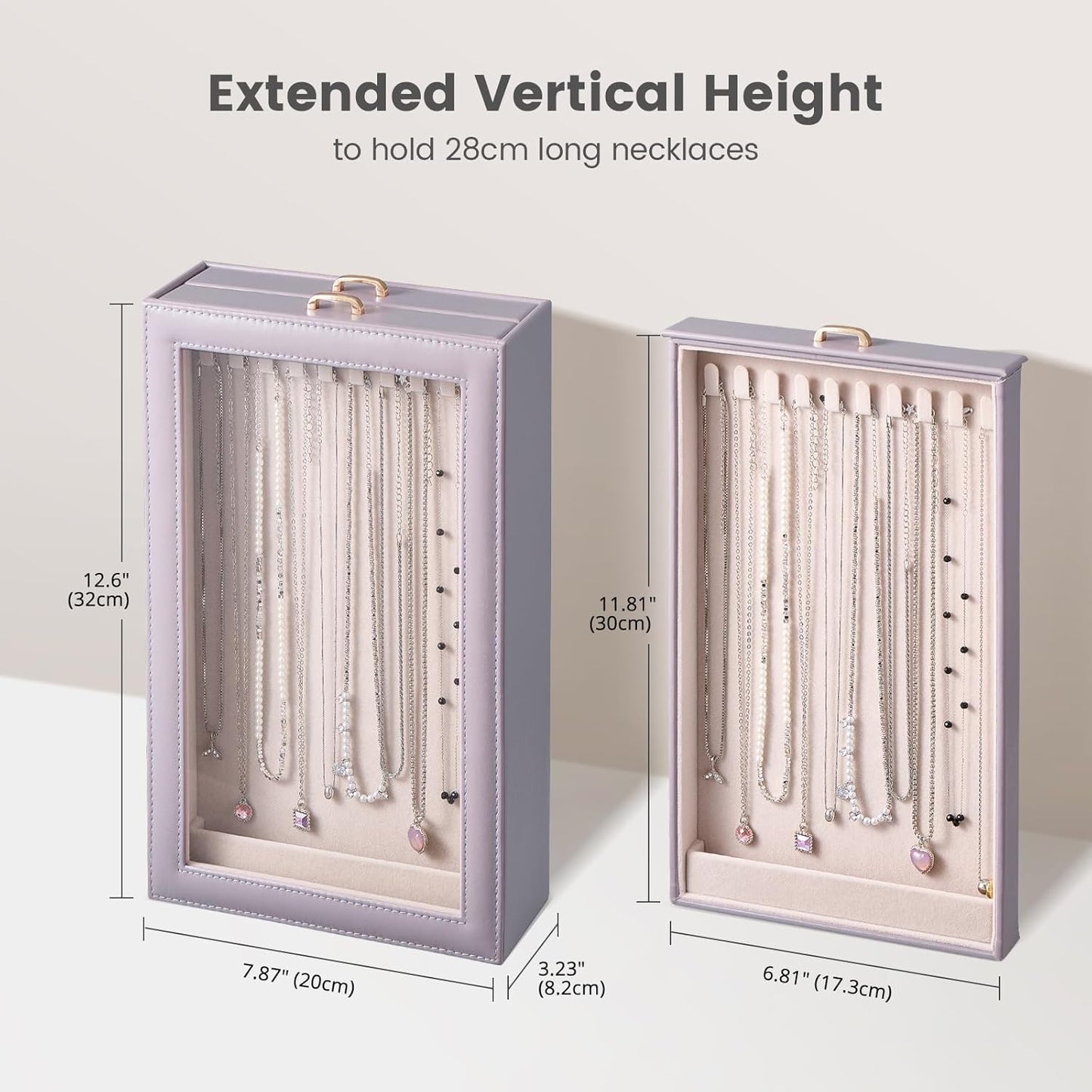 2-Layer Necklace Organizer Box with Clear Lid