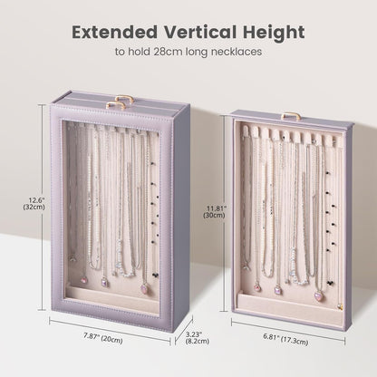 2-Layer Necklace Organizer Box with Clear Lid