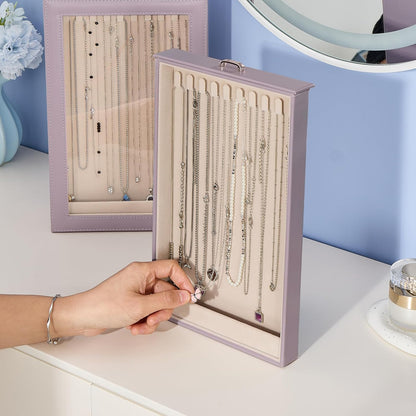 2-Layer Necklace Organizer Box with Clear Lid