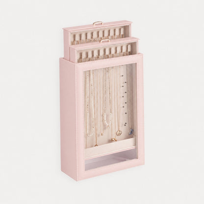 2-Layer Necklace Organizer Box with Clear Lid
