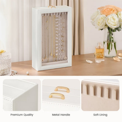 2-Layer Necklace Organizer Box with Clear Lid
