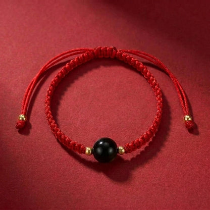 Exclusive: Buddha & Karma Red String Golden Obsidian Bracelet